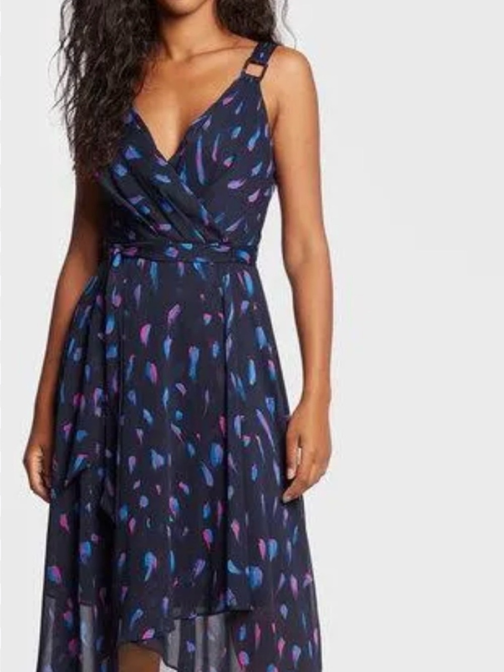 Dkny Buckle Strap Faux Wrap Dress